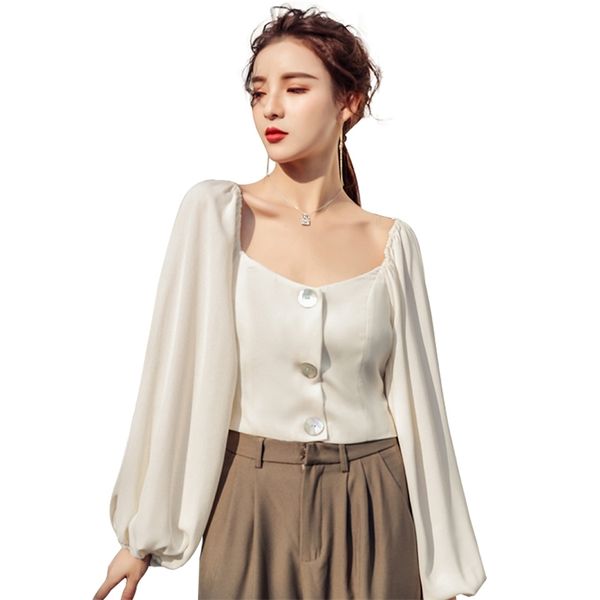 short puff sleeve blouse women ol work wear square collar fashion zipper up shirts ladies vintage office blusa girls 210601, White
short puff sleeve blouse women ol work wear square collar fashion zipper up shirts ladies vintage office blusa girls 210601, White