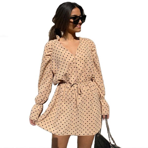 casual dresses women vintage dot printed sashes a-line party dress flare sleeve v neck elegant mini 2021 autumn fashion, Black;gray
casual dresses women vintage dot printed sashes a-line party dress flare sleeve v neck elegant mini 2021 autumn fashion, Black;gray