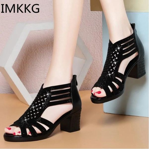 women crystal sandals summer leather heels open toe women's low block heel woman shoes back strappy a00095, Black
women crystal sandals summer leather heels open toe women's low block heel woman shoes back strappy a00095, Black