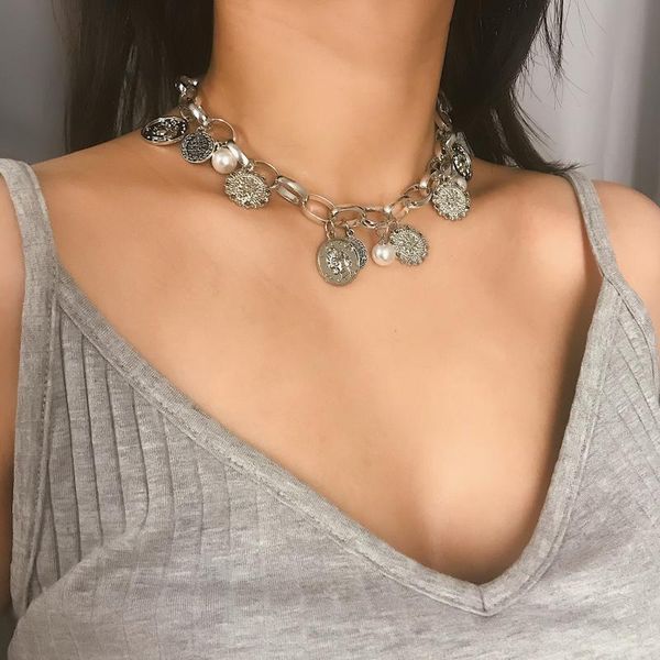 vintage gold color charms necklace ethnic cameo flower coin pendant for women summer jewelry accessories gifts chokers, Golden;silver
vintage gold color charms necklace ethnic cameo flower coin pendant for women summer jewelry accessories gifts chokers, Golden;silver
