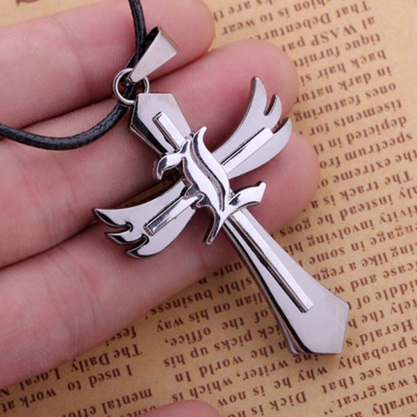 pendant necklaces anime death note cross logo double necklace cosplay black rope chain for women men accessories gifts 10pcs wholesale, Silver
pendant necklaces anime death note cross logo double necklace cosplay black rope chain for women men accessories gifts 10pcs wholesale, Silver