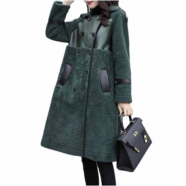 women's fur & faux lambs wool skin jacket women green parkas splice plus size female double-breasted outwear manteau coat, Black
women's fur & faux lambs wool skin jacket women green parkas splice plus size female double-breasted outwear manteau coat, Black