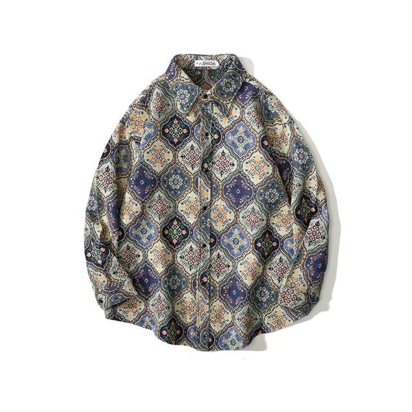 men's casual shirts 2021 vintage printed loose turn-down collar buttoned autumn winter mens woolen fashion men long sleeve, White;black
men's casual shirts 2021 vintage printed loose turn-down collar buttoned autumn winter mens woolen fashion men long sleeve, White;black