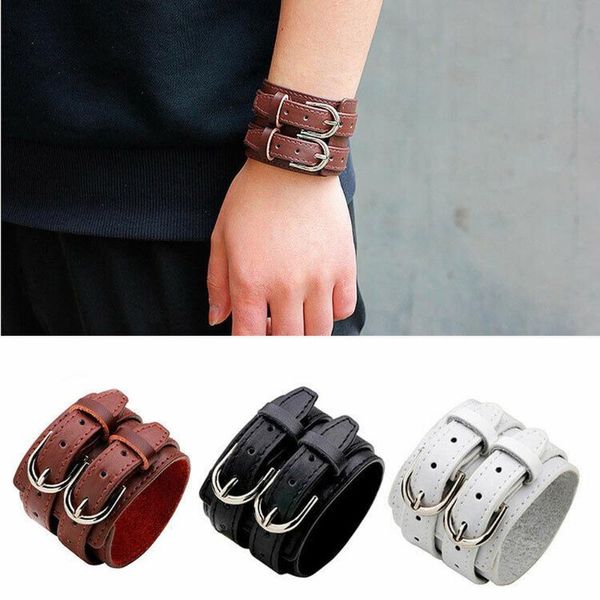 link, chain fashion leather bracelet for men bracelets wide multi layer wristband cuff, Black
link, chain fashion leather bracelet for men bracelets wide multi layer wristband cuff, Black