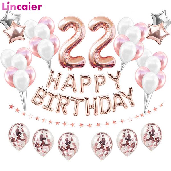 38pcs number 22 birthday balloons 22th happy birthday 22 years old party decorations rose gold pink silver man woman plies
38pcs number 22 birthday balloons 22th happy birthday 22 years old party decorations rose gold pink silver man woman plies