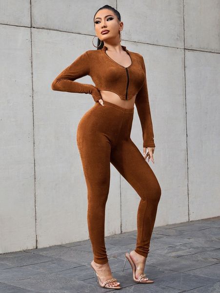 zip up crop & leggings set without belt s84m#, White
zip up crop & leggings set without belt s84m#, White