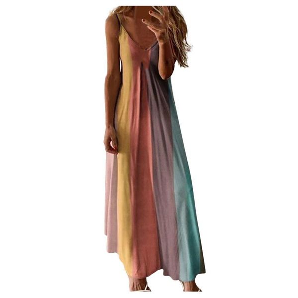 casual dresses ladies loose colorful striped strap open back dress comfy sleeveless v-neck draped long personalized straight robes, Black;gray
casual dresses ladies loose colorful striped strap open back dress comfy sleeveless v-neck draped long personalized straight robes, Black;gray