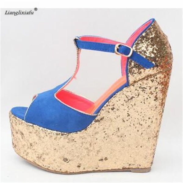 t-strap sandals sequins platforms shoes woman stiletto female 15cm wedges pumps small yards:30 31 32 33 34 plus:42 43, Black
t-strap sandals sequins platforms shoes woman stiletto female 15cm wedges pumps small yards:30 31 32 33 34 plus:42 43, Black
