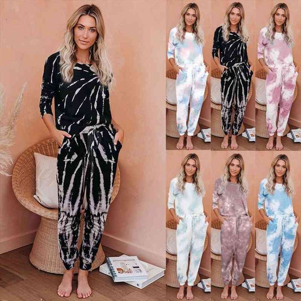tie dye tracksuit two womenpant piece set autumn clothes pullover t-shirt and pants suit leisure lounge wear female casual outfits, White
tie dye tracksuit two womenpant piece set autumn clothes pullover t-shirt and pants suit leisure lounge wear female casual outfits, White