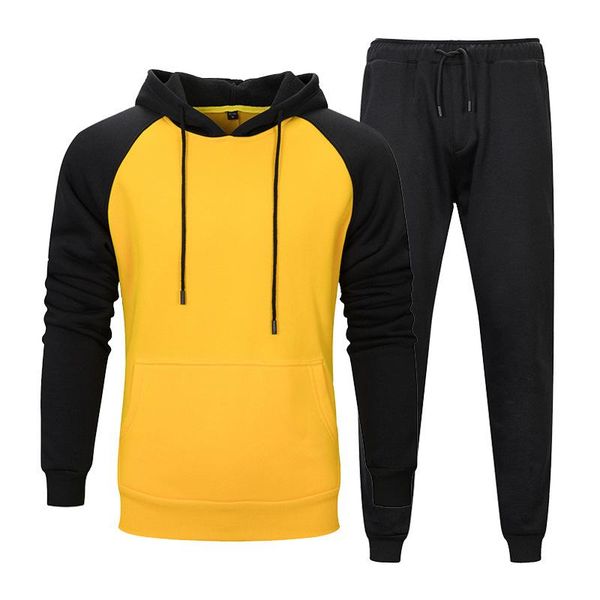 running sets autumn and winter youth campus sweater two-piece suit student contrast color hooded loose casual sports trousers, Black;blue 
running sets autumn and winter youth campus sweater two-piece suit student contrast color hooded loose casual sports trousers, Black;blue