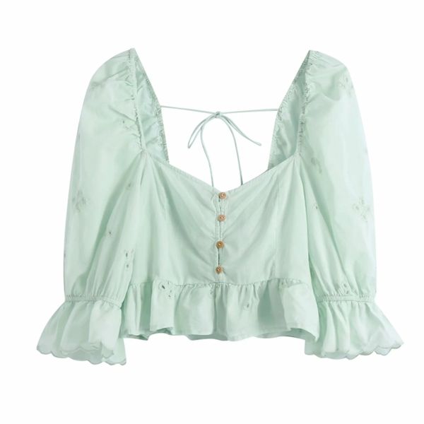 summer women hollow embroidery ruffled hem short blouse female puff sleeve shirt casual lady slim blusas s8887 210430, White
summer women hollow embroidery ruffled hem short blouse female puff sleeve shirt casual lady slim blusas s8887 210430, White
