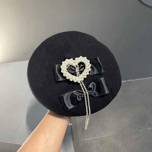 beanies fashion autumn winter black elegant wool beret children's versatile celebrities light luxury pearl love bow temperament 2021
beanies fashion autumn winter black elegant wool beret children's versatile celebrities light luxury pearl love bow temperament 2021
