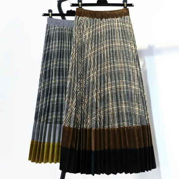 skirts winter wool blend plaid patchwork a-line pleated long japanese style check striped accordion maxi, Black
skirts winter wool blend plaid patchwork a-line pleated long japanese style check striped accordion maxi, Black