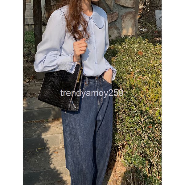 women's jeans dark blue jeans women's spring bright line loose high waist wide leg pants 16913
women's jeans dark blue jeans women's spring bright line loose high waist wide leg pants 16913