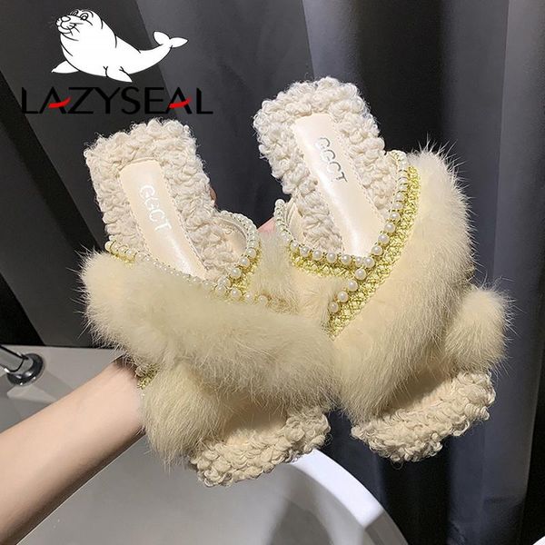 lazyseal string bead furry slippers women real pabbit fur flip flops woman sliders pearl slides flat-soled plush shoes, Black
lazyseal string bead furry slippers women real pabbit fur flip flops woman sliders pearl slides flat-soled plush shoes, Black