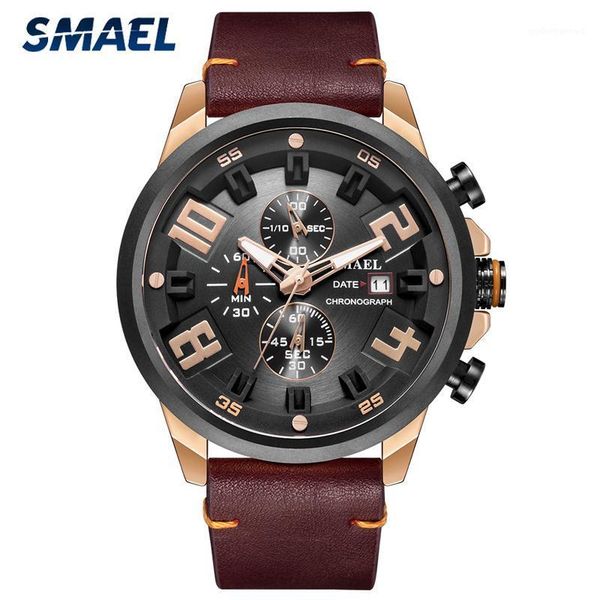 men's watches multifunction sport quartz watch chronograph men military wrist relogio masculino wristwatches, Slivery;brown
men's watches multifunction sport quartz watch chronograph men military wrist relogio masculino wristwatches, Slivery;brown
