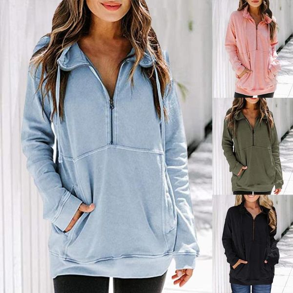 women's hoodies & sweatshirts lady simple half zipper large pocket sweatshirt women splicing drawstring for travel, Black
women's hoodies & sweatshirts lady simple half zipper large pocket sweatshirt women splicing drawstring for travel, Black