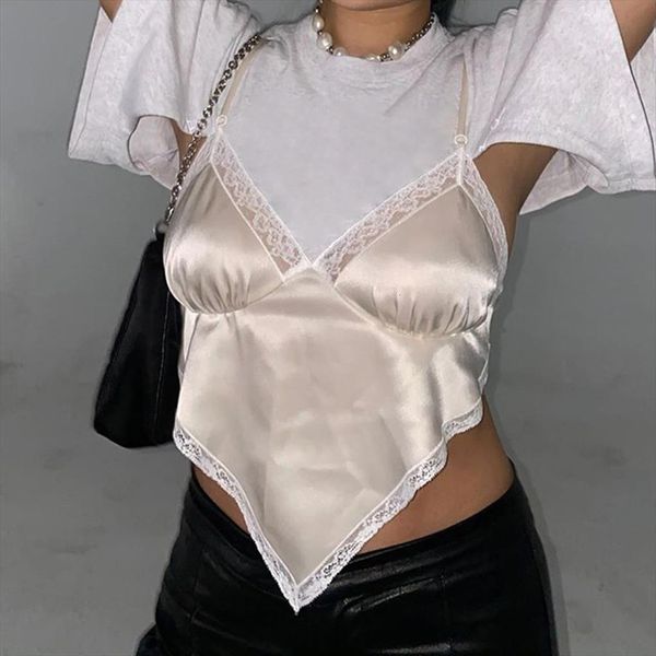 y2k fashion bandage lace trim womens camis e girl sweet spaghetti strap v neck satin crop streetwear party, White
y2k fashion bandage lace trim womens camis e girl sweet spaghetti strap v neck satin crop streetwear party, White