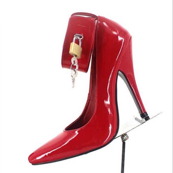 dress shoes fetish women pumps,ankle strap padlocks for man,lock and key 5" high heels,pointed toe,plus size 36-46, Black
dress shoes fetish women pumps,ankle strap padlocks for man,lock and key 5" high heels,pointed toe,plus size 36-46, Black