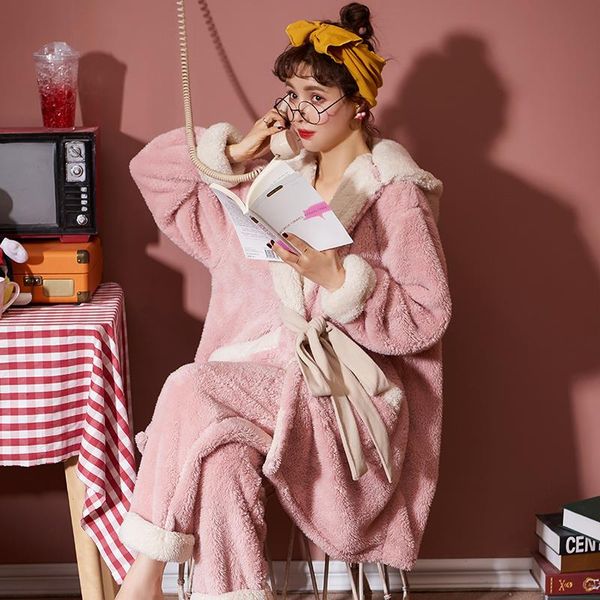 women's sleepwear 2021 winter robe + pants home clothes suit flannel thick pajamas set ears hooded loose, Black;red
women's sleepwear 2021 winter robe + pants home clothes suit flannel thick pajamas set ears hooded loose, Black;red