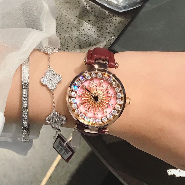 timini fashion rotary table water diamond dial belt quartz watch water drop watch, Slivery;brown
timini fashion rotary table water diamond dial belt quartz watch water drop watch, Slivery;brown