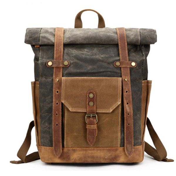 backpack vintage oil waxed canvas leather large capacity teenager school bag traveling waterproof daypacks men lap rucksack
backpack vintage oil waxed canvas leather large capacity teenager school bag traveling waterproof daypacks men lap rucksack
