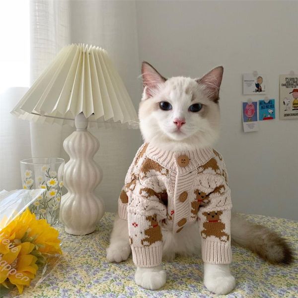 cat winter clothes knitted pet sweater for small dogs puppy vest shirts clothing costumes