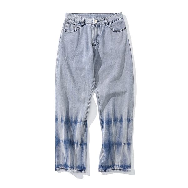 tie dye washed light blue jeans men and women straight loose casual denim trousers high street retro jean pants, Black
tie dye washed light blue jeans men and women straight loose casual denim trousers high street retro jean pants, Black