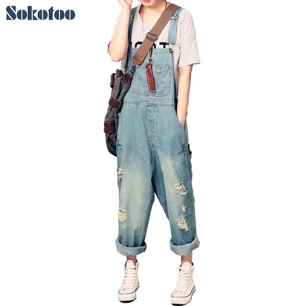 sokotoo womens casual loose denim overalls ladys oversized hole ripped baggy jeans wide leg pants for woman, Black;white
sokotoo womens casual loose denim overalls ladys oversized hole ripped baggy jeans wide leg pants for woman, Black;white