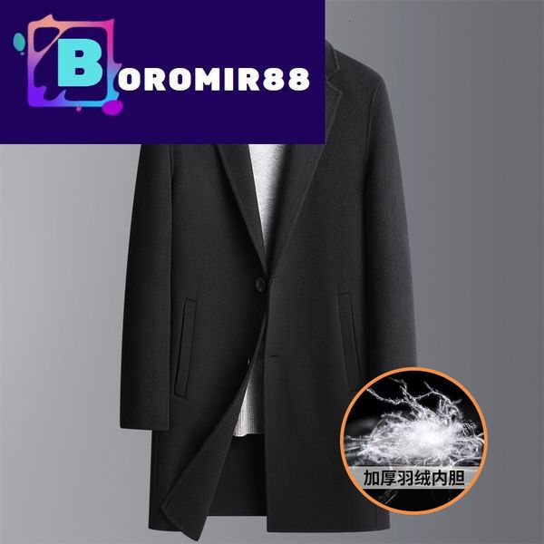 jacket wear down coat detachable liner wool double-sided middle-aged and young people's tweed medium long coat large men's wear, Black
jacket wear down coat detachable liner wool double-sided middle-aged and young people's tweed medium long coat large men's wear, Black