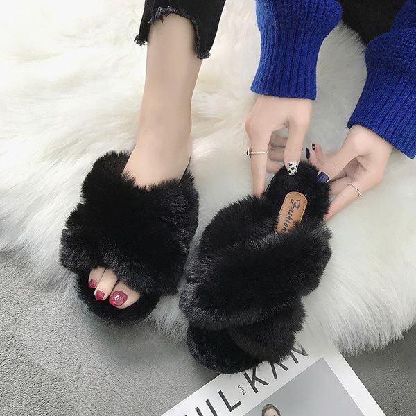 women slippers furry fluffy flat shoes winter home fashion comfortable slip on lazy thick fur slides buty damskie, Black
women slippers furry fluffy flat shoes winter home fashion comfortable slip on lazy thick fur slides buty damskie, Black