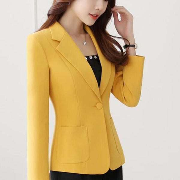 women's suits & blazers yellow suit fall jacket for women solid slim business blazer ladies black coats korean office green casual coat, White;black
women's suits & blazers yellow suit fall jacket for women solid slim business blazer ladies black coats korean office green casual coat, White;black