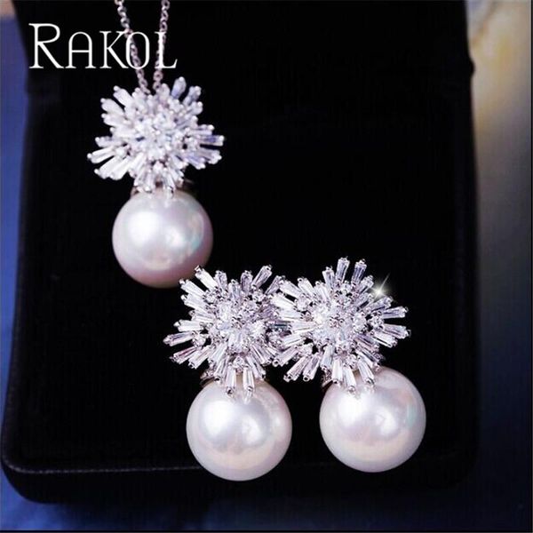earrings & necklace rakol exclusive white snowflower cubic zirconia earring jewelry set for women luxury pearls wedding party dress rs3386, Silver
earrings & necklace rakol exclusive white snowflower cubic zirconia earring jewelry set for women luxury pearls wedding party dress rs3386, Silver
