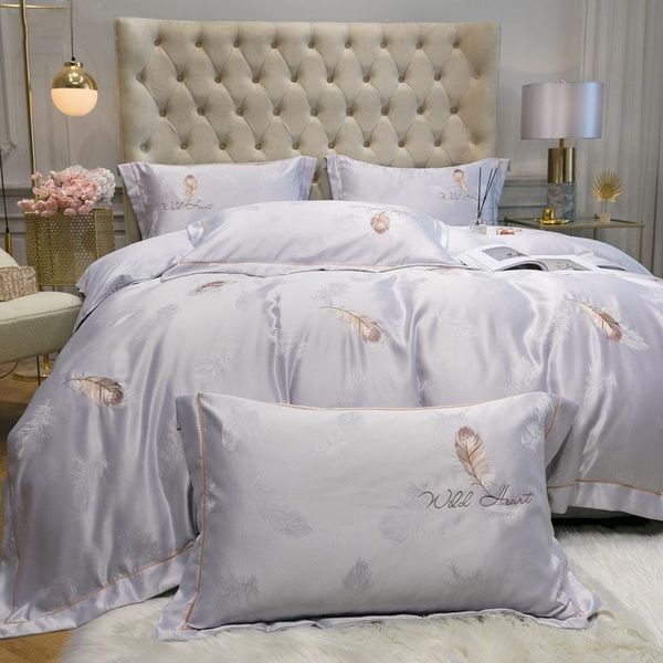 feather tencel four-piece ice silk double-sided silky nude sleeping sheets summer washed duvet cover embroidered satin bedding sets
feather tencel four-piece ice silk double-sided silky nude sleeping sheets summer washed duvet cover embroidered satin bedding sets