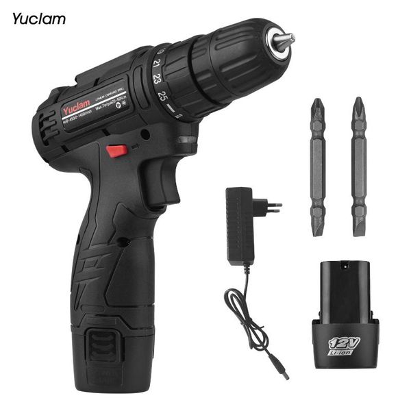 professiona electric drills 12v cordless screwdriver yuclam two-speed rechargeable drill with led light 25+1 torque 3/8 inch chuck
professiona electric drills 12v cordless screwdriver yuclam two-speed rechargeable drill with led light 25+1 torque 3/8 inch chuck