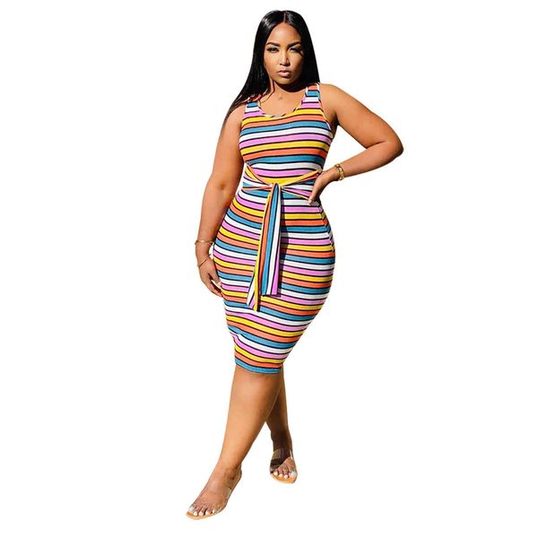 multicolored stripes pattern women bodycon with sash crew neck sleeveless lady summer casual knee length 3 colors, Black;gray
multicolored stripes pattern women bodycon with sash crew neck sleeveless lady summer casual knee length 3 colors, Black;gray