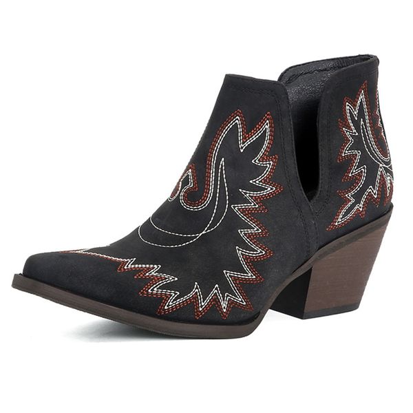 female western boots flock chunky heels vintage spring autumn great quality shoes women ankle boots big size 43, Black
female western boots flock chunky heels vintage spring autumn great quality shoes women ankle boots big size 43, Black