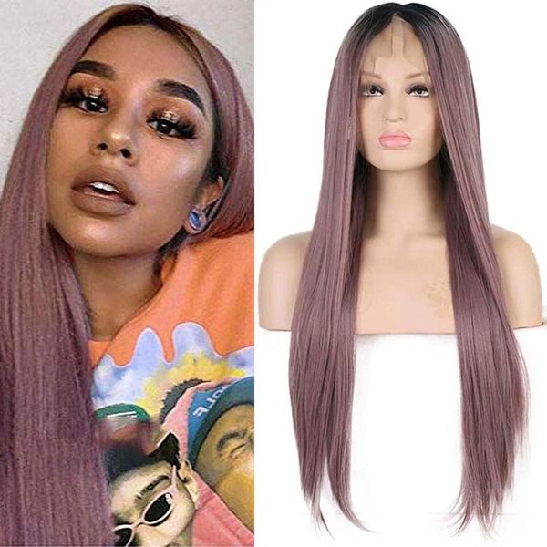 long synthetic lace front wigfor women silky straight wig ombre purple lacde wigs high temperature fiber cosplay, Black
long synthetic lace front wigfor women silky straight wig ombre purple lacde wigs high temperature fiber cosplay, Black