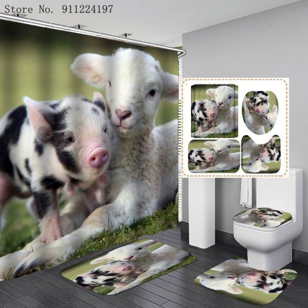 suckling pig print shower curtain polyester bathroom set 4 piece animal sheep toilet cover non-slip mat for home decor bath accessory
suckling pig print shower curtain polyester bathroom set 4 piece animal sheep toilet cover non-slip mat for home decor bath accessory