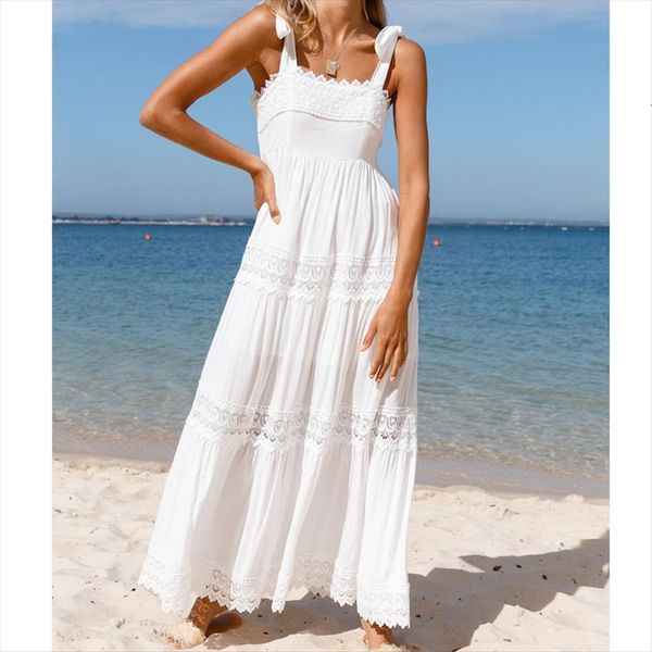 boho summer white beach straps womens dress lace up sundress holiday lady trim high waist long a line, Black;gray
boho summer white beach straps womens dress lace up sundress holiday lady trim high waist long a line, Black;gray