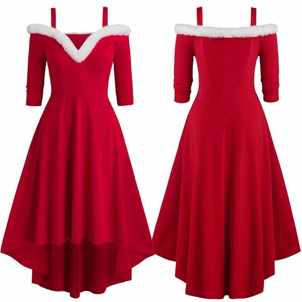 casual dresses 2021 year christmas long-sleeved plush high and low deep v off-shoulder big swing dress party red vestidos, Black;gray
casual dresses 2021 year christmas long-sleeved plush high and low deep v off-shoulder big swing dress party red vestidos, Black;gray