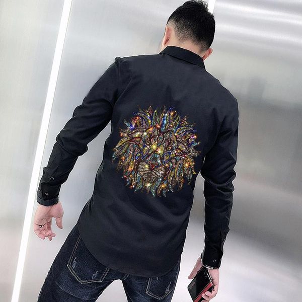 men's casual shirts arrival hair stylist shirt slim design exaggerated style animal pattern drilling fashion long sleeves, White;black
men's casual shirts arrival hair stylist shirt slim design exaggerated style animal pattern drilling fashion long sleeves, White;black