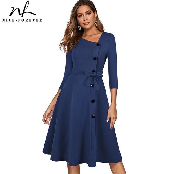 casual dresses nice-forever spring solid color with button retro elegant party flare swing women dress a241, Black;gray
casual dresses nice-forever spring solid color with button retro elegant party flare swing women dress a241, Black;gray