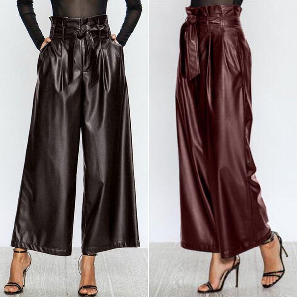 women's pants & capris pu leather 2022 stylish wide leg trousers casual ruflle high waist pantalon palazzo female solid turnip, Black;white
women's pants & capris pu leather 2022 stylish wide leg trousers casual ruflle high waist pantalon palazzo female solid turnip, Black;white