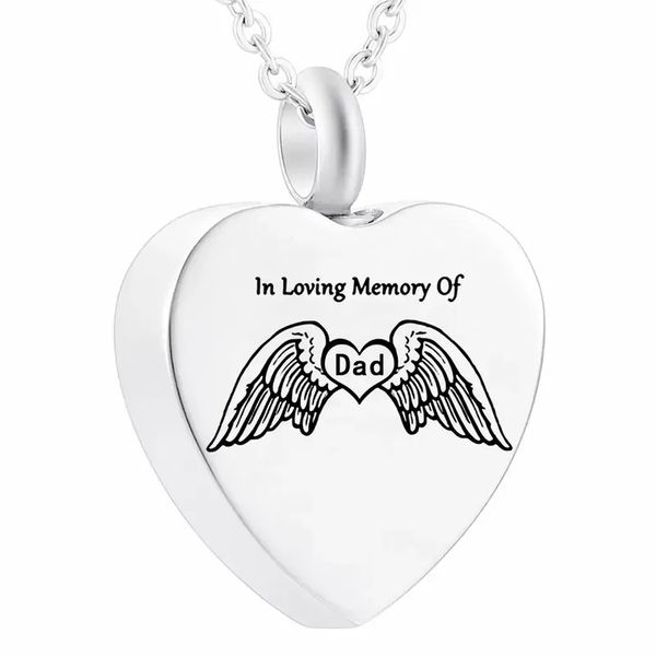 memory of dad type angel wings ashes jewelry necklace cremation pendant with pretty package bag, Silver
memory of dad type angel wings ashes jewelry necklace cremation pendant with pretty package bag, Silver