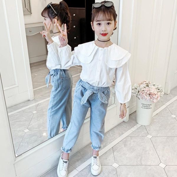 clothing sets fashion double collar blouse+pants with bow belt child girl suit 2 pieces teenager girls 6 8 10 11 12 13 y, White
clothing sets fashion double collar blouse+pants with bow belt child girl suit 2 pieces teenager girls 6 8 10 11 12 13 y, White