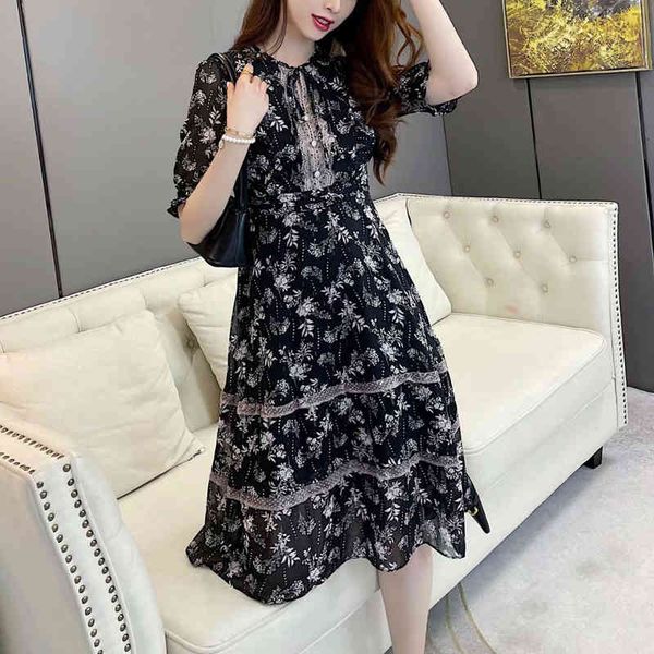 dress summer style retro printing flower lasso knot self-cultivation temperament dressed in medium length, Black;gray
dress summer style retro printing flower lasso knot self-cultivation temperament dressed in medium length, Black;gray