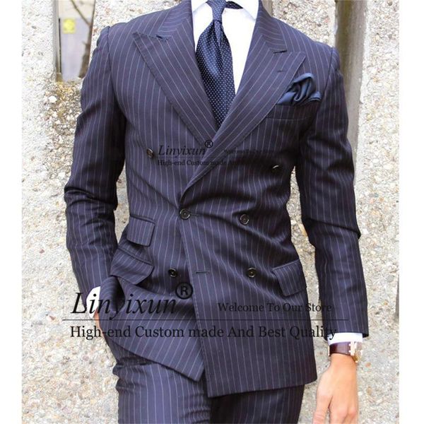 men's suits & blazers classic pinstripe mens tailor-made wedding groom tuxedos 2 pieces double breasted jacket pants set slim fit male, White;black
men's suits & blazers classic pinstripe mens tailor-made wedding groom tuxedos 2 pieces double breasted jacket pants set slim fit male, White;black