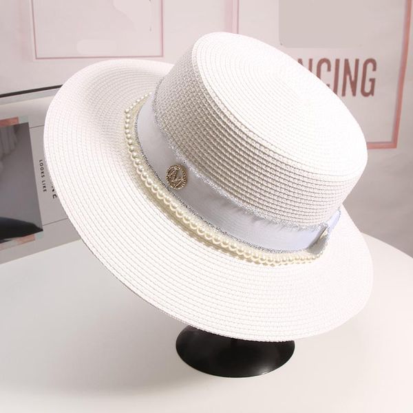 wide brim hats summer elegant retro women flat straw hat panama sun pearl rhinestone breathable travel beach cap, Blue;gray
wide brim hats summer elegant retro women flat straw hat panama sun pearl rhinestone breathable travel beach cap, Blue;gray