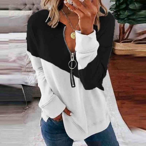 plus size stitching hoodie women sweetshirts long-sleeved zipper sportswear two-color o-neck sweatshirt sudaderas con capucha, Black
plus size stitching hoodie women sweetshirts long-sleeved zipper sportswear two-color o-neck sweatshirt sudaderas con capucha, Black